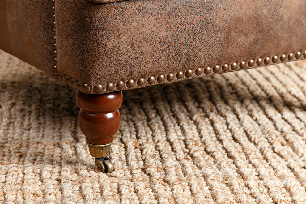 Tafton Fabric Club Chair  Antique Brown   Traditional   Armchairs And Accent Chairs   by Homesquare  Houzz