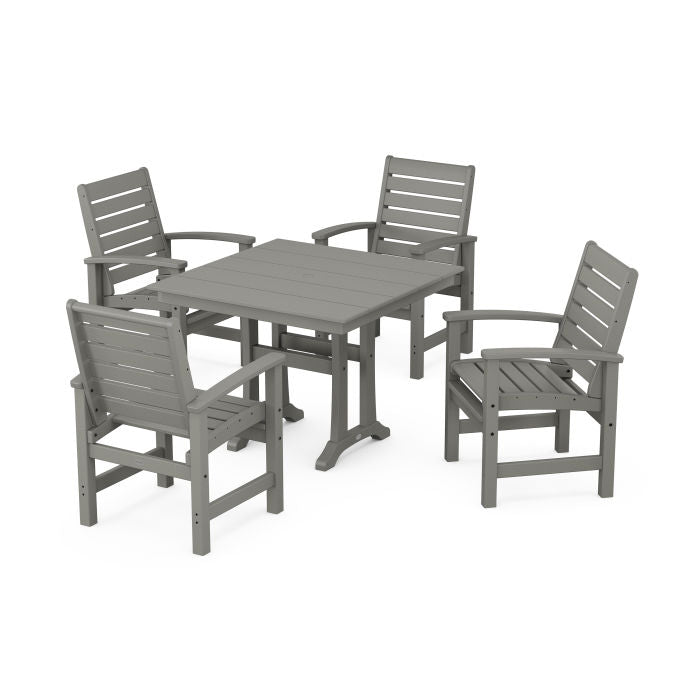 Polywood Signature 5-Piece Farmhouse Dining Set With Trestle Legs PWS954-1