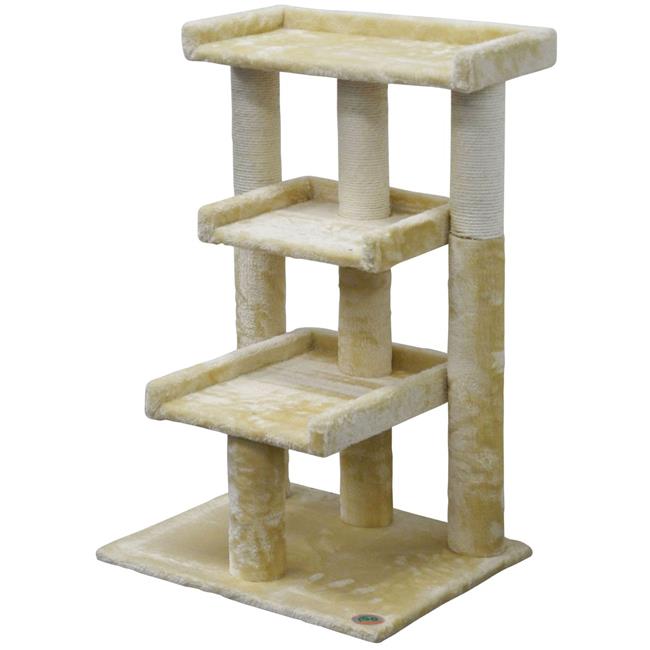 Go Pet Club 35-in Cat Tree and Condo Scratching Post Tower， Beige