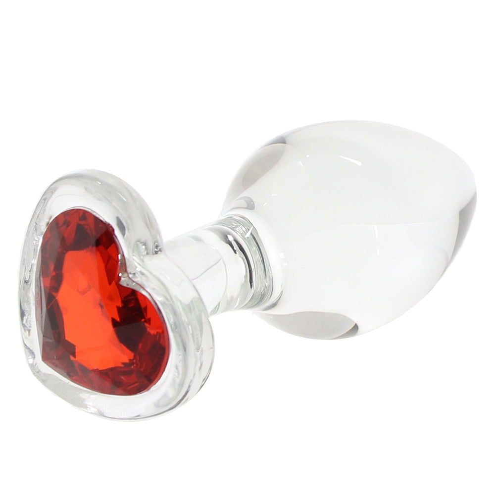 Adam & Eve Red Heart Gem Glass Plug in Medium