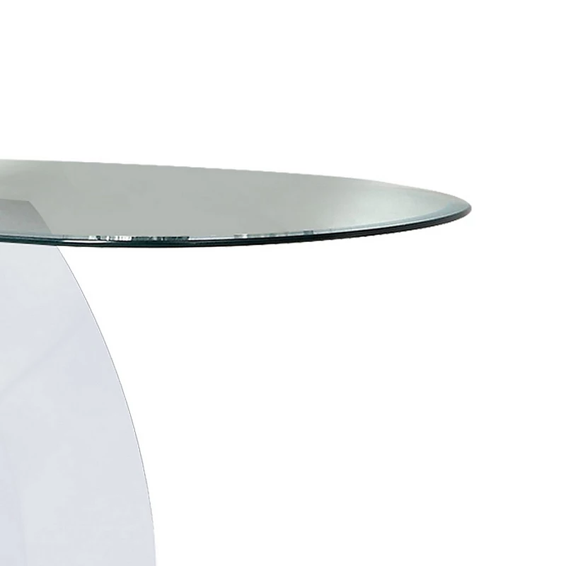 Contemporary Tempered Glass Top Sofa Table with O Shape Base， White