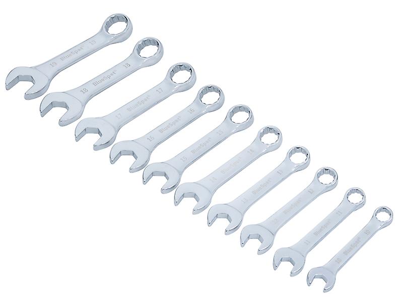 BlueSpot Tools Stubby Combination Spanner Set of 10 Metric 10 to 19mm B/S04110