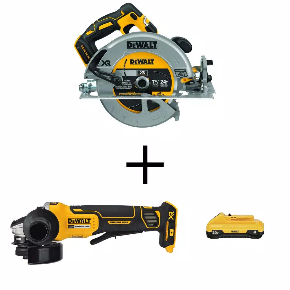 DEWALT 20-Volt MAX XR Cordless Brushless 7-1/4 in. Circular Saw with 4-1/2 in. Grinder and (1) 20-Volt Battery 4.0Ah and#8211; XDC Depot