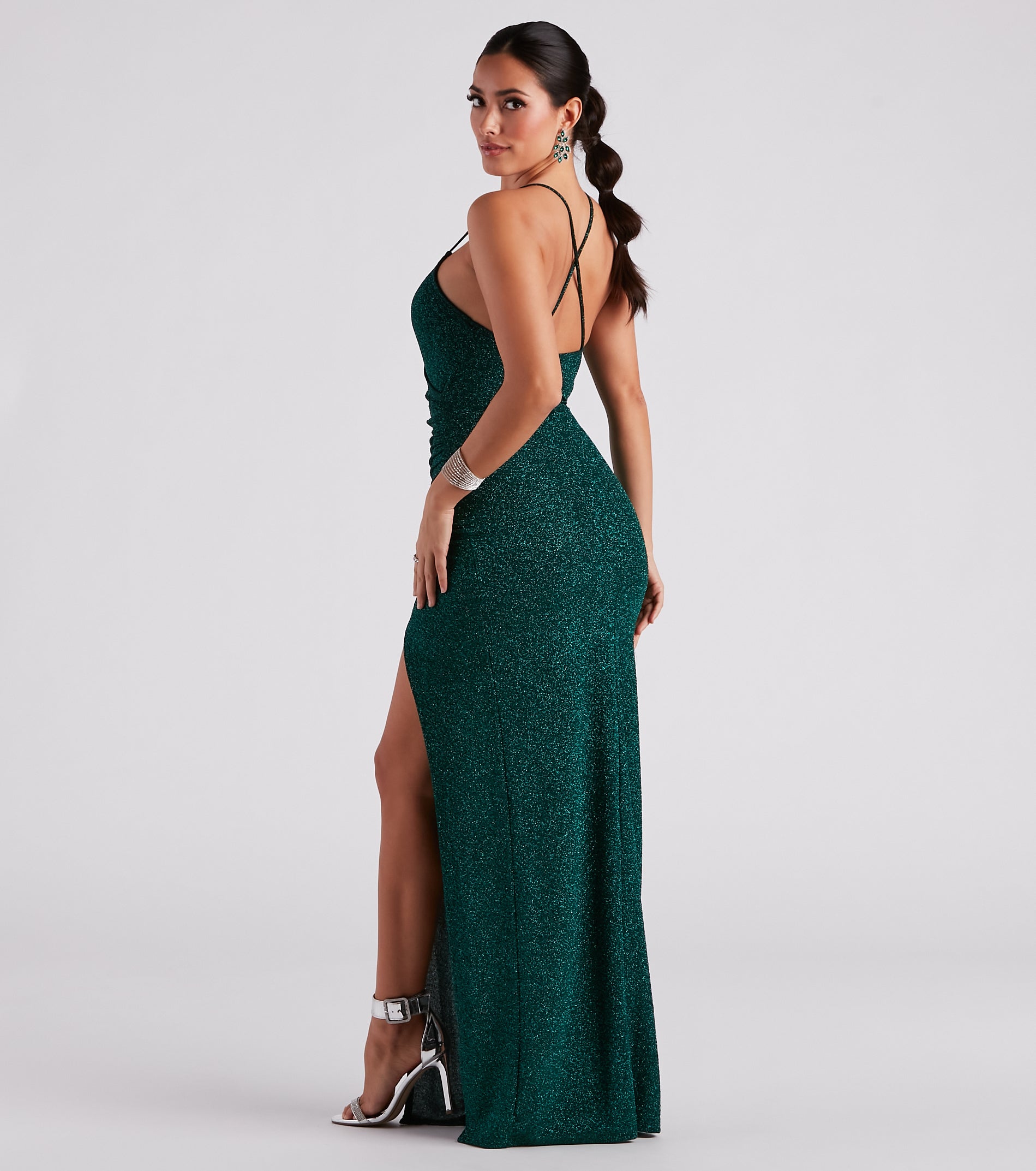 Leann Formal High Slit Glitter Dress