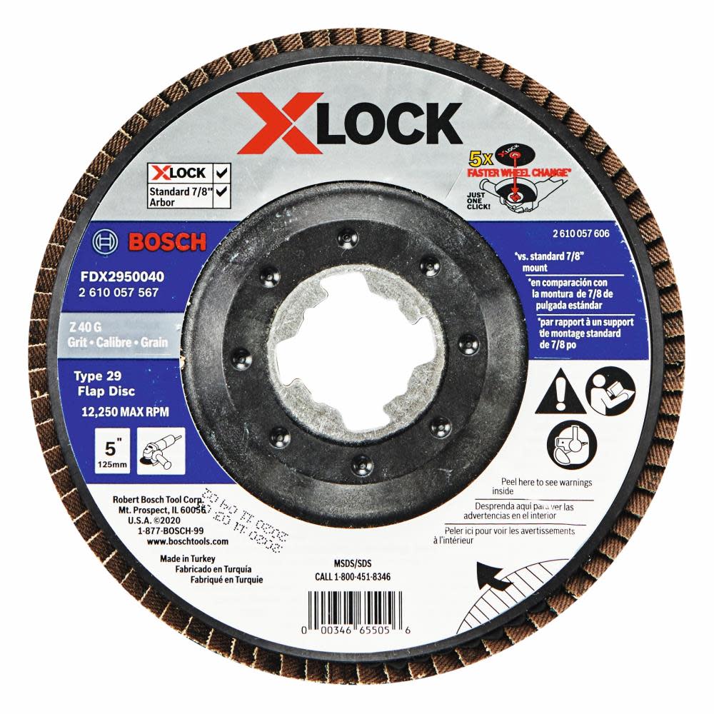 Bosch X LOCK Arbor Type 29 40 Grit Flap Disc 5