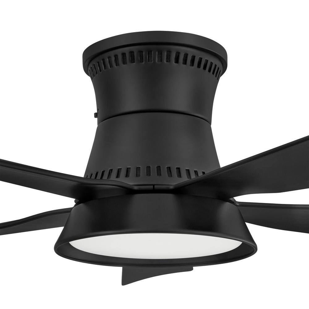 Hampton Bay Hawkspur 52 in. Integrated LED CCT IndoorOutdoor Matte Black Ceiling Fan with Light and Remote Control AK424-MBK