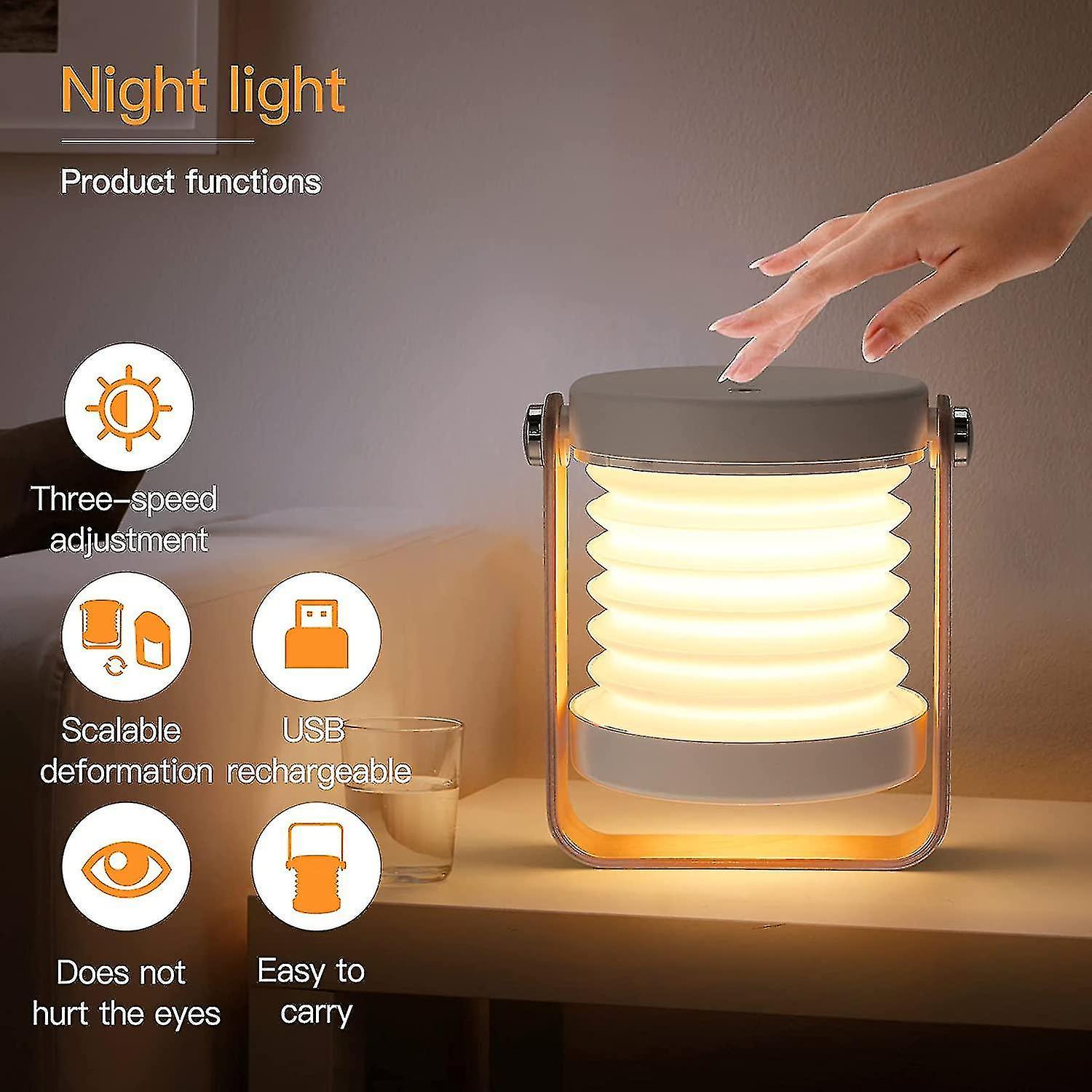 Dimmable Touch Light Bedside Lamp， Portable Bedside Lamp Bedside Lamps With Safe Night Light