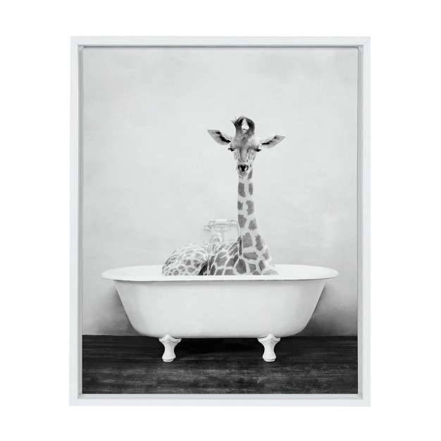 X 24 quot Sylvie Giraffe 2 In The Tub Framed Canvas Wall Art By Amy Peterson White Kate And Laurel