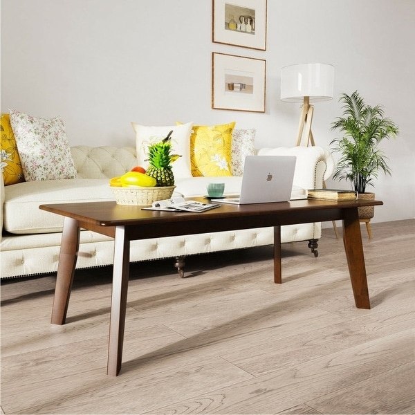 Rustic Minimalist Espresso Wooden Coffee Table - 47L x 23.5 W x 17 H