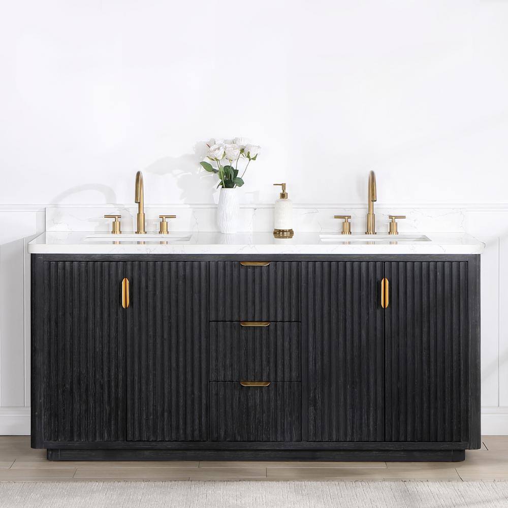 ROSWELL Cadiz Double Bathroom Vanity with White Composite Stone Top 804172-FB-LW-NM