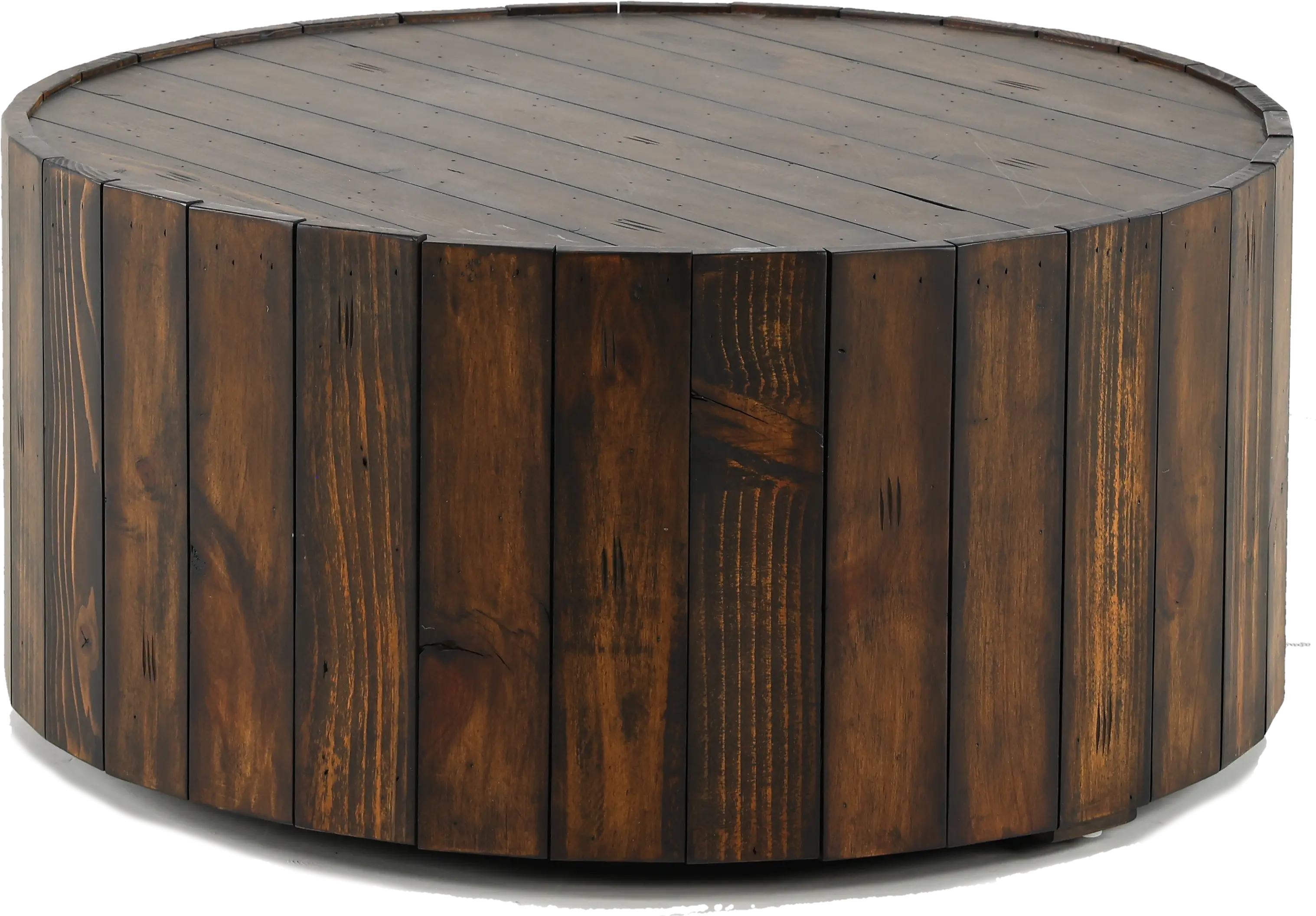 Dakota Reclaimed Wood Round Coffee Table with Casters