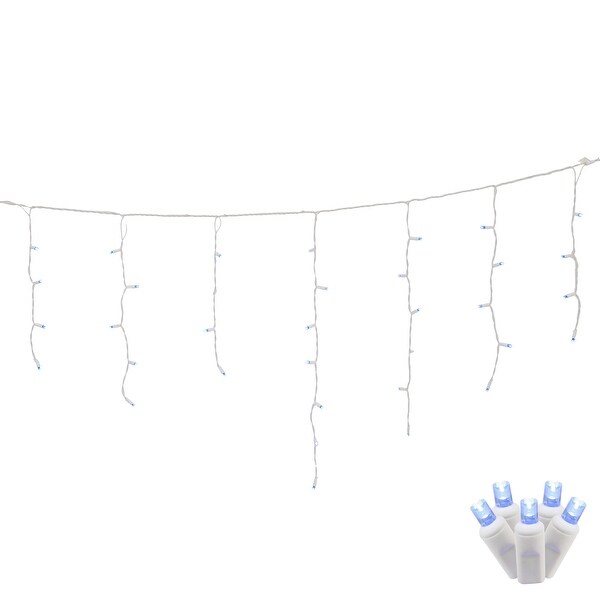 Vickerman 70 Blue Wide Angle LED Icicle Light on White Wire，9' Christmas Single Mold Light Strand