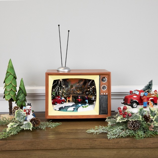 Led Lighted Animated Musical Tv With Ice Skating Scene Christmas Display