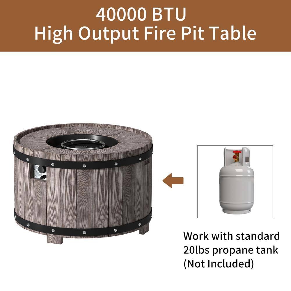 Clihome Outdoor Gray 36 in. Round Gas Fire Pit Fits 20lb Internal Gas Tank Suitable for the Garden or Balcony CL-F984-A