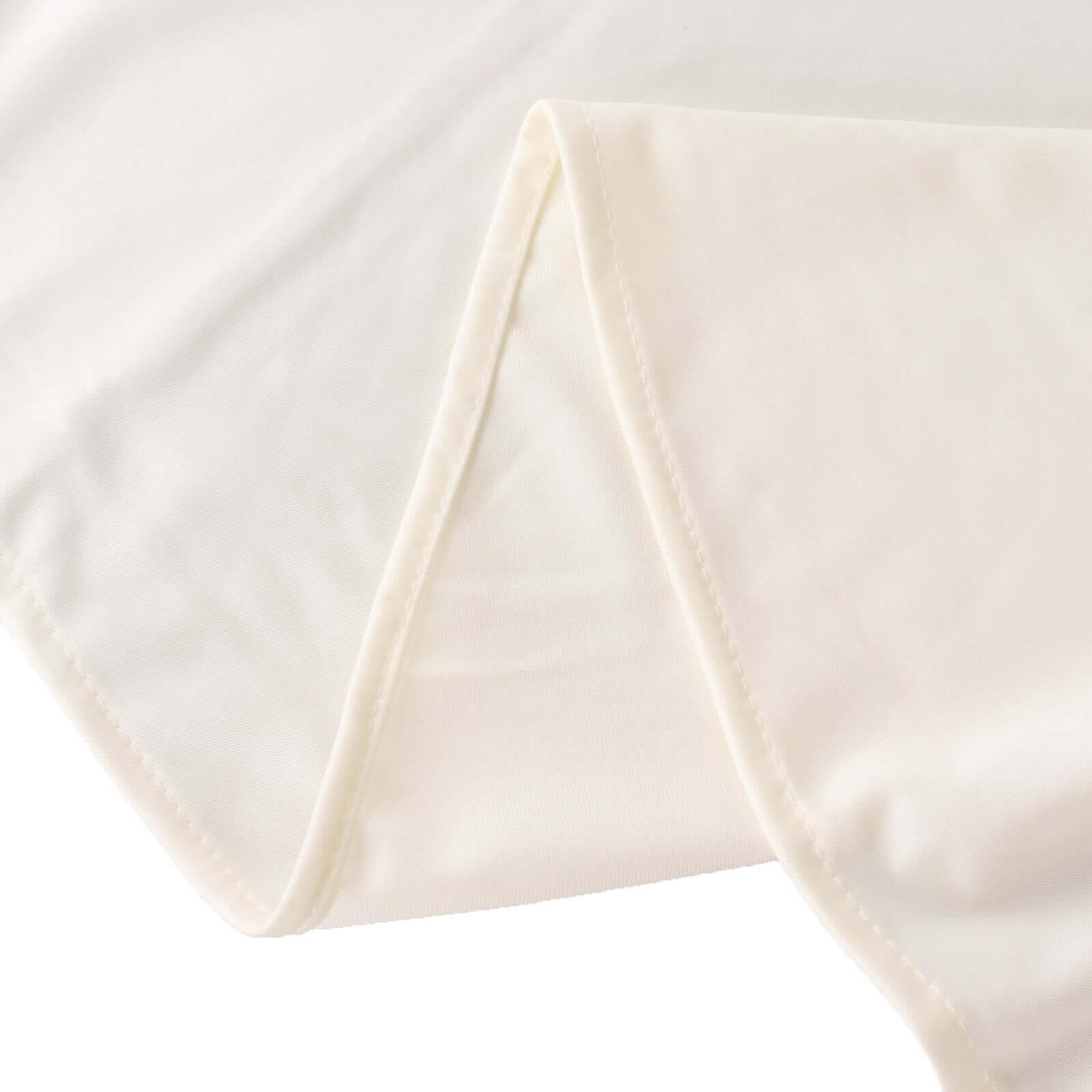 Ivory Premium Scuba Round Tablecloth, Wrinkle Free Polyester Seamless Tablecloth 108