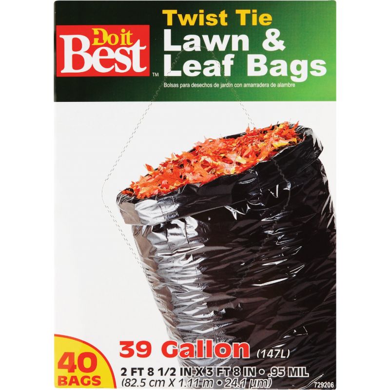 Do it Best Flap Tie Lawnamp Leaf Bag 39 Gal. Black