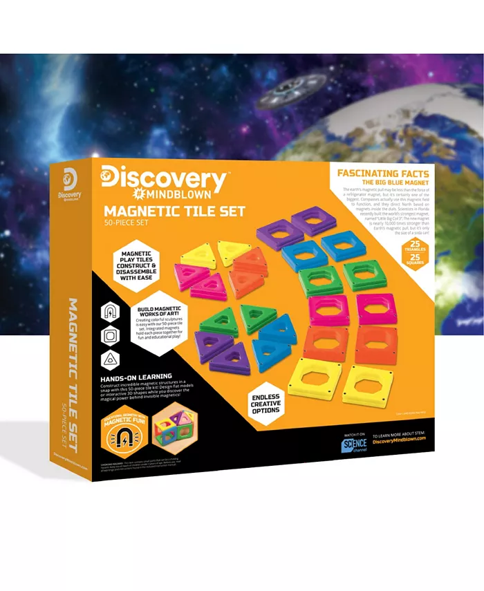 Discovery #MINDBLOWN Magnetic Tile Building Blocks Set 50 Piece