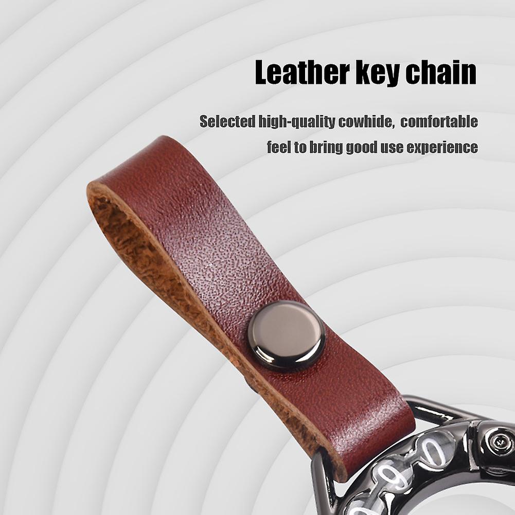 Anti-lost Number Plate Key Chain Creative Pendant Leather Mobile Number Key Ring For Halloween Birthday Thanksgiving Anniversary Brown