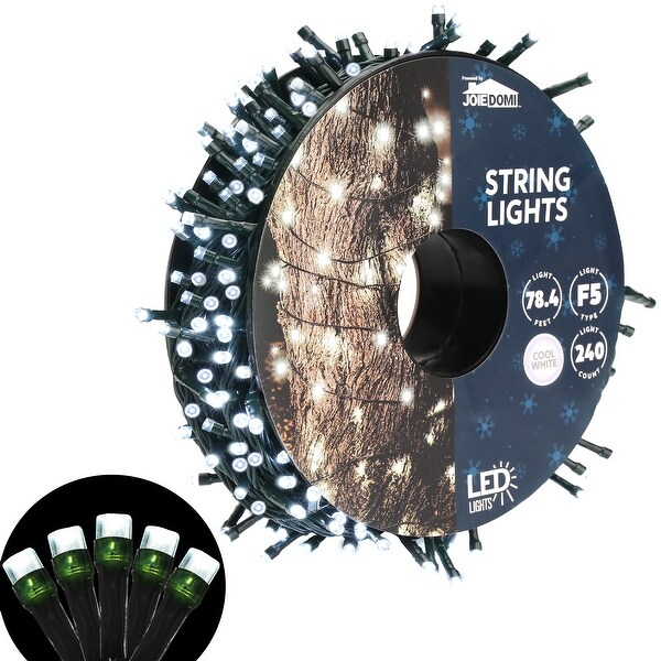 Syncfun 240 LED Cool White Christmas Lights Outdoor，78.4 FT on Reel，Green Wire String Lights