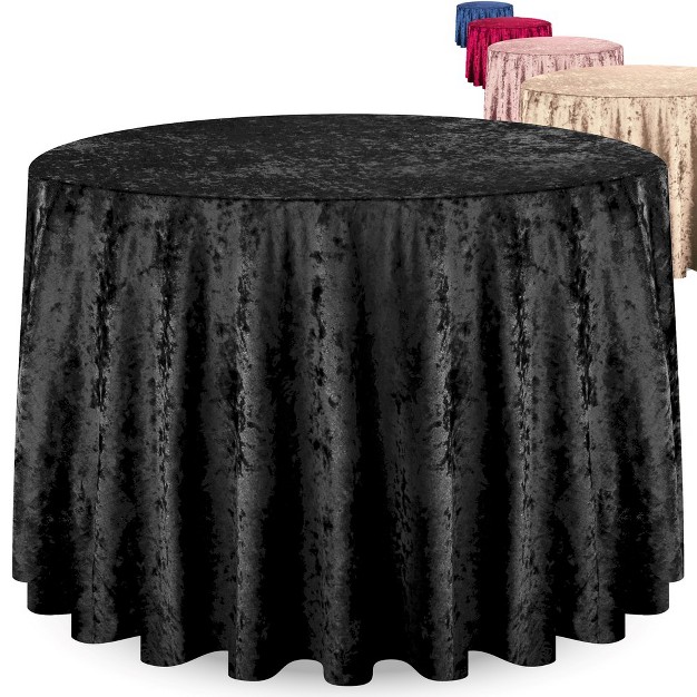 Rcz D cor Elegant Round Table Cloth Made With Fine Crushed velvet Material Beautiful Black Tablecloth With Durable Seams