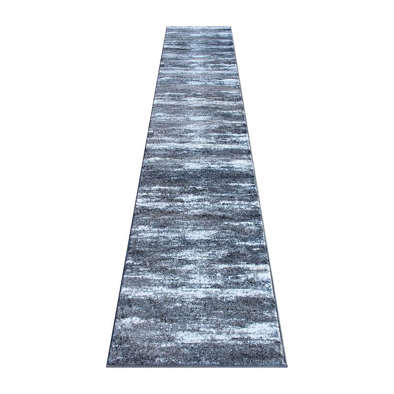 Masada Rugs Masada Rugs Stephanie Collection Modern Contemporary Design 2'x11' Area Rug Runner in Gray， Black and White - Design 1102