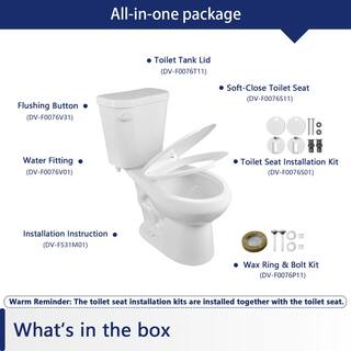 DEERVALLEY Single flush 10 in. Rough-In 2-Piece Round 1.6 GPF Toilet Map Flush 1000g Soft Closed Seat Included DV-2F0077