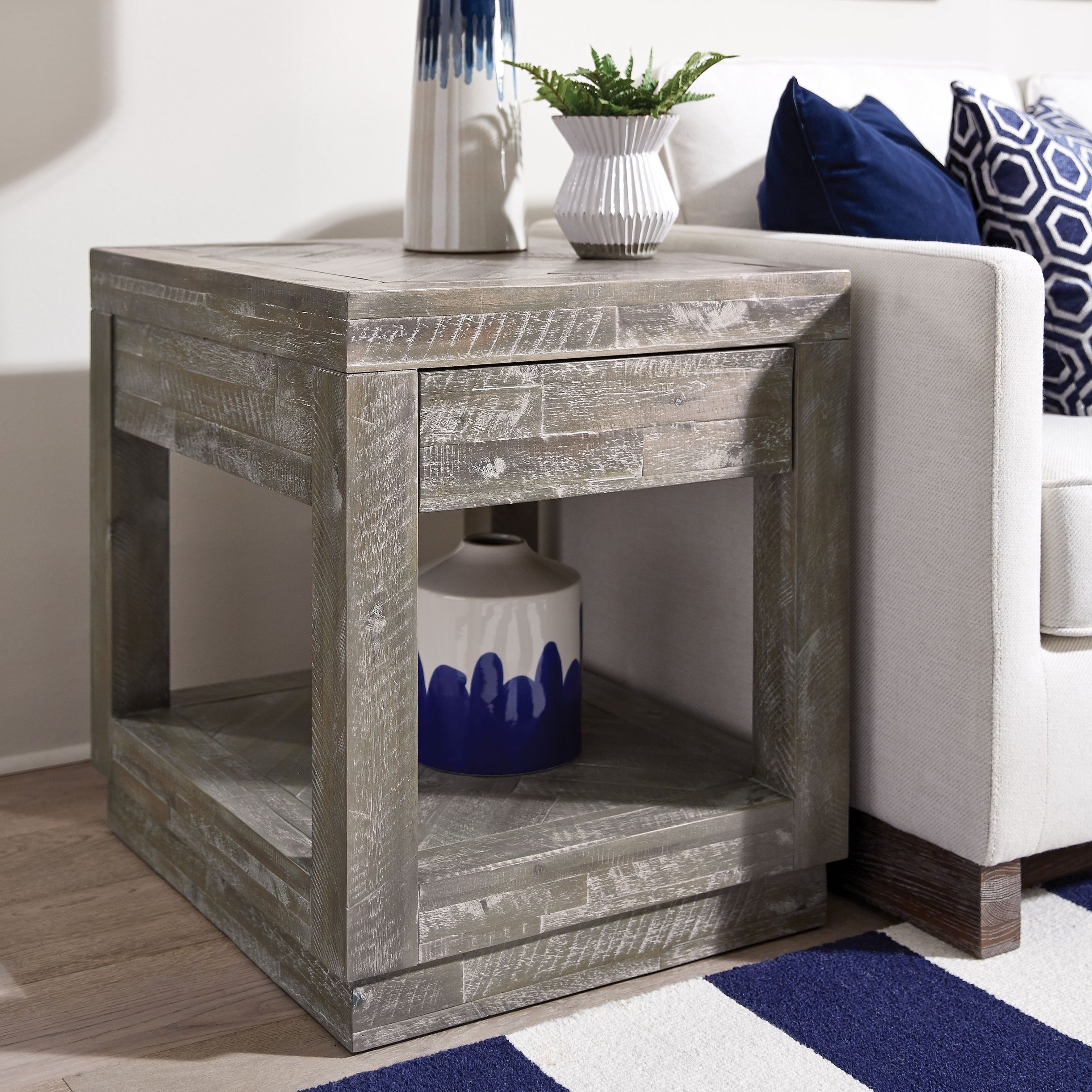 Carbon Loft Massoud Solid Wood 1-drawer End Table in Rustic Latte