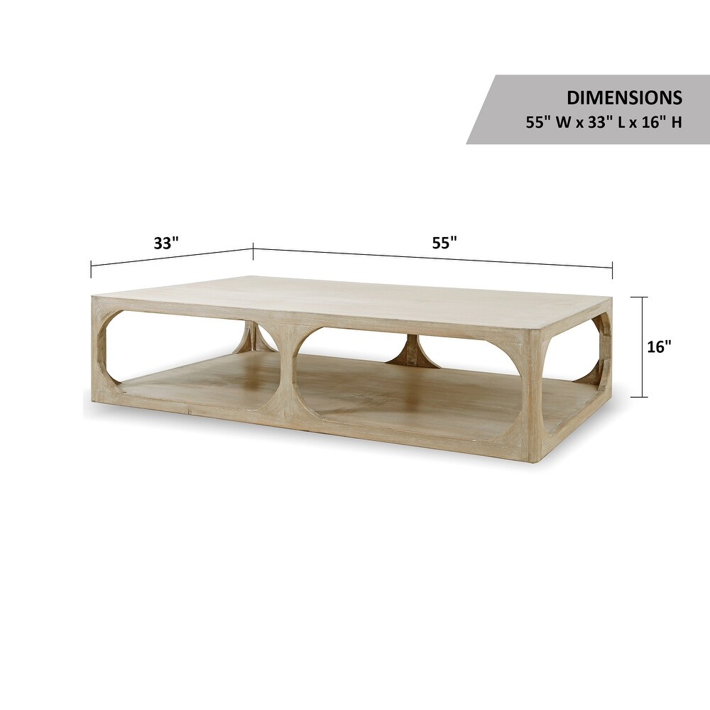 Artissance Reclaimed Wood Peking Ming Coffee Table  Small  55 Inch Long  Weathered White Wash