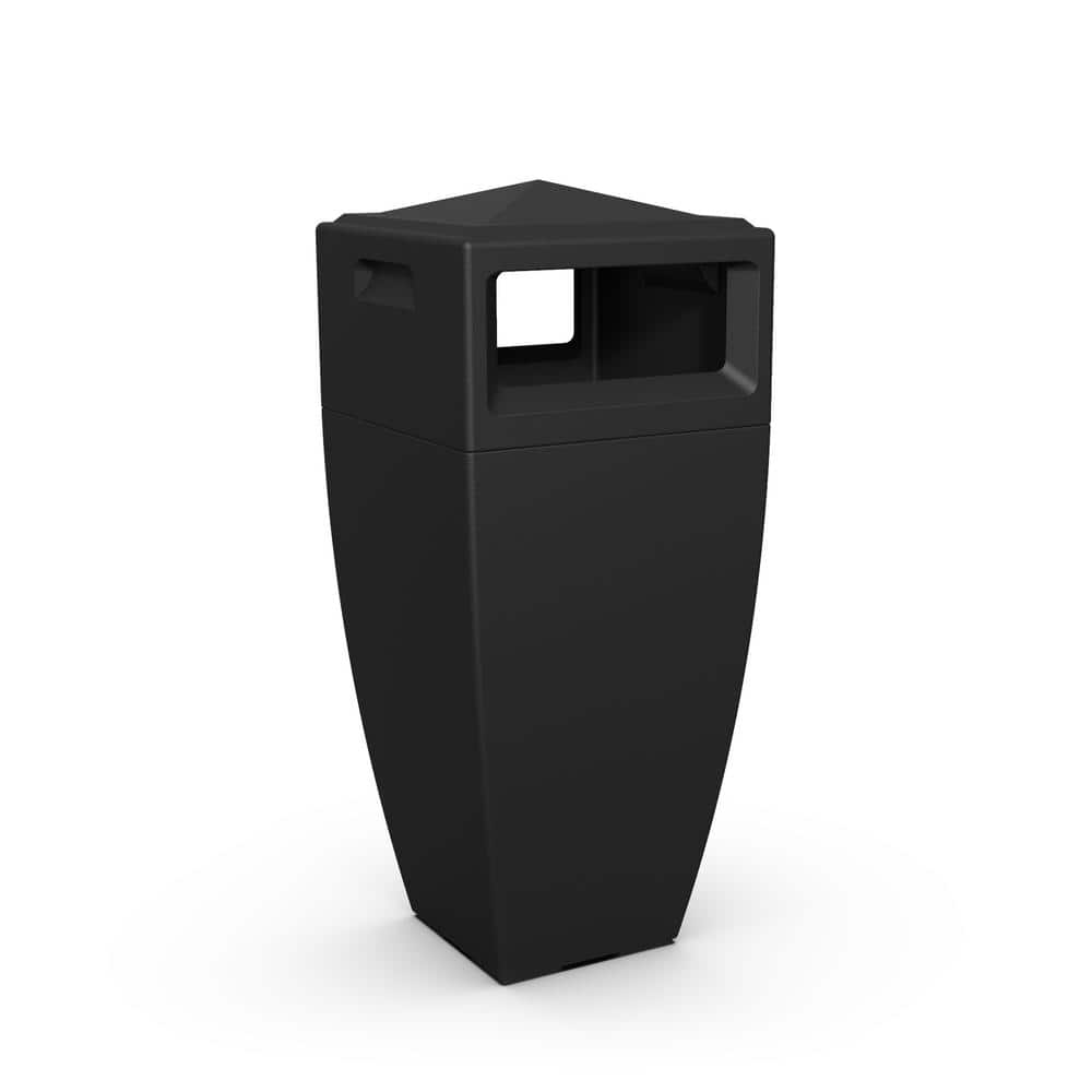 Mayne 24 Gal. Kobi Waste Bin Black Commercial Outdoor Trash Can 8841-B