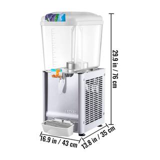 VEVOR Commercial Beverage Dispenser 4.8 Gal. 18L 1 Tanks Drink Dispenser 200W Stainless Steel Juice Dispenser 110V YLJHSLYJ18LX1DG01V1