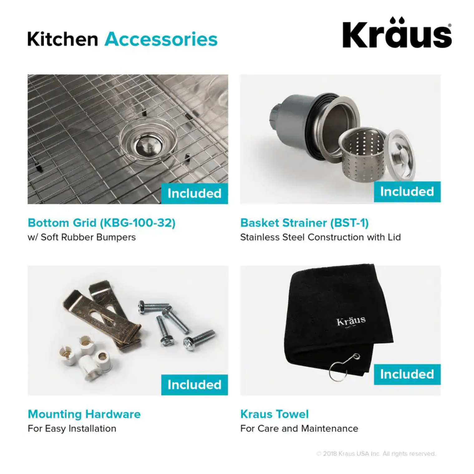 Kraus Standart Pro 32in. 16 Gauge Undermount Single Bowl Stainless Steel Kitchen Sink (KHU100-32)