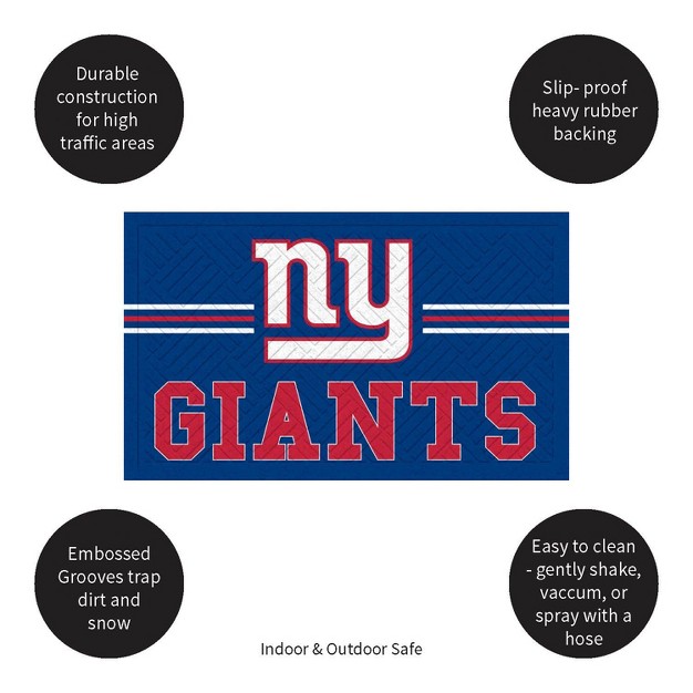 Evergreen Nfl New York Giants Embossed Mat Cross Hatch Indoor And Outdoor Doormat