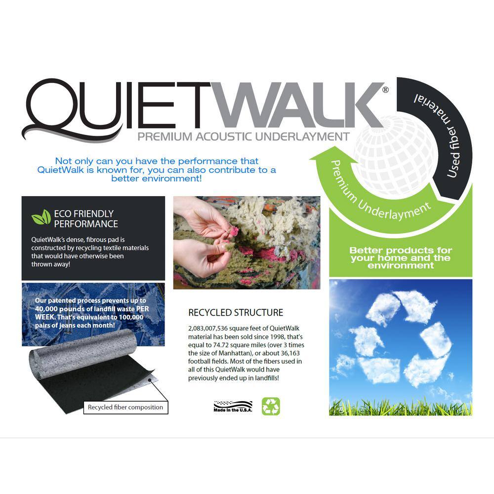 QuietWalk 100 sq. ft. 3 ft. x 33.3 ft. x 3 mm Underlayment with Sound and Moisture Barrier for Hardwood and Floating Floors QW100PLUS