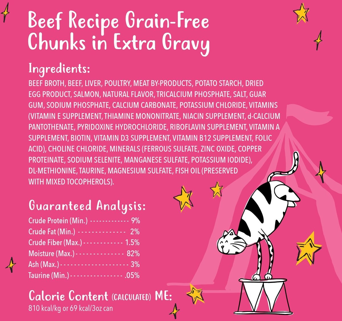 Tiny Tiger Chunks in EXTRA Gravy Beef Recipe Grain-Free Canned Cat Food