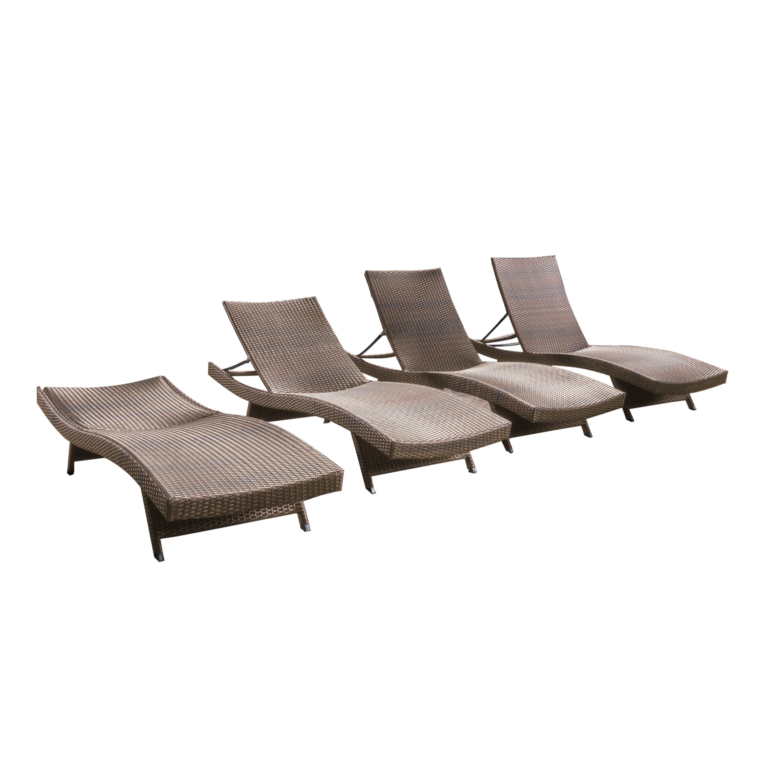 Lakeport Outdoor Mixed Mocha Wicker Armless Chaise Lounge (Set of 2)