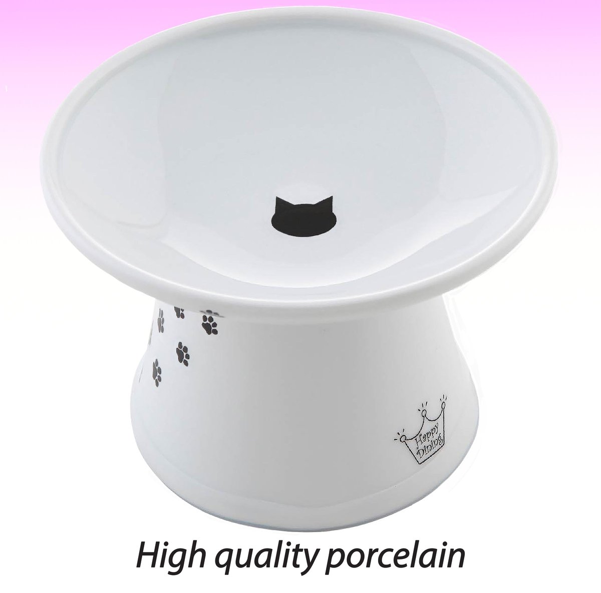 Necoichi Extra Wide Ceramic Elevated Cat Food Bowl， 2-cup