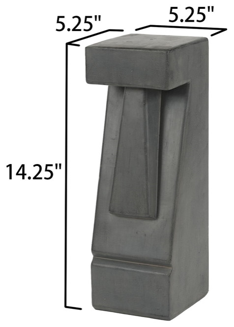 LuxenHome Cement Gray Easter Island Tiki LED Solar Bollard Light   Industrial   Path Lights   by Homesquare  Houzz