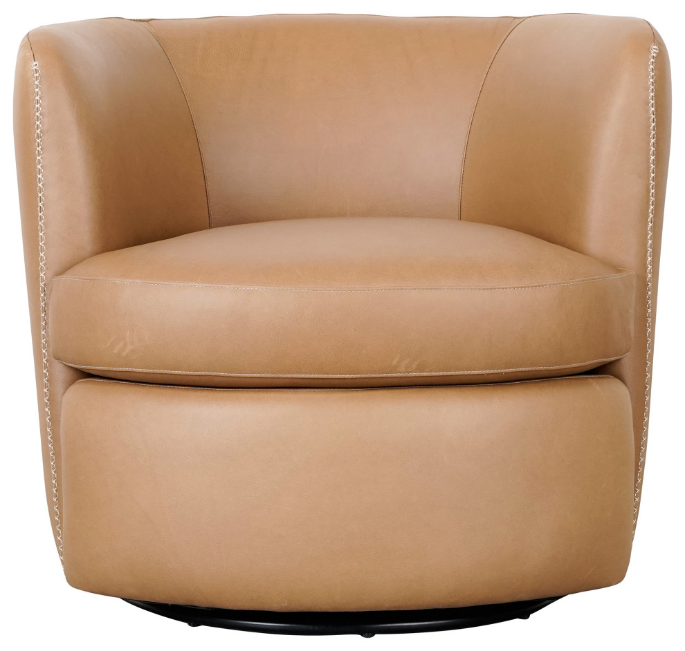 Bronson Swivel Accent Chair Saddle by Kosas Home   Contemporary   Armchairs And Accent Chairs   by Kosas  Houzz