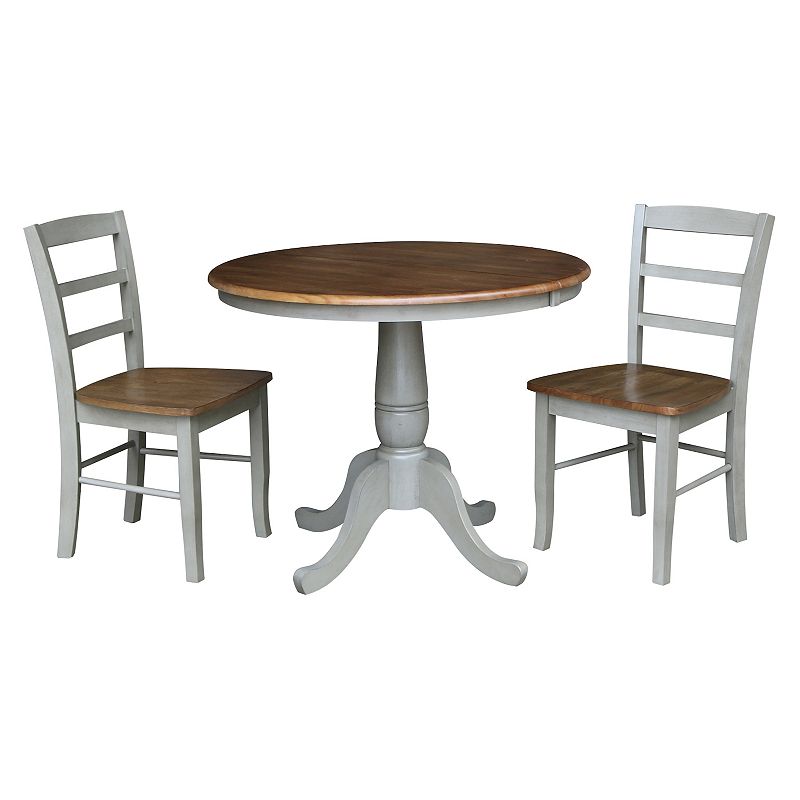 International Concepts Round Leaf Dining Table and Chair 3-piece Set