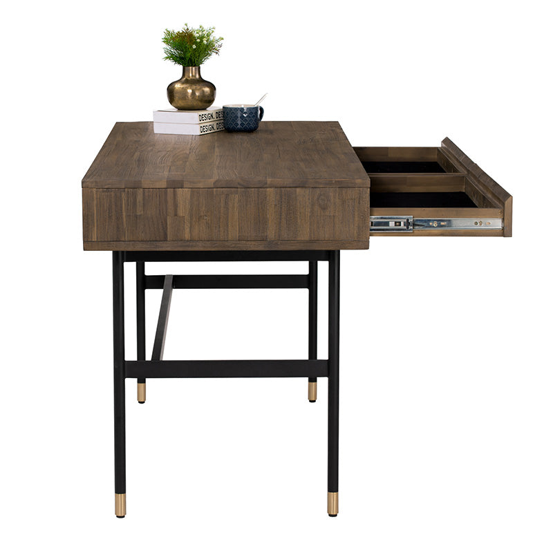 HAMILTON Study Desk Solid Acacia Wood 140cm - Toffee