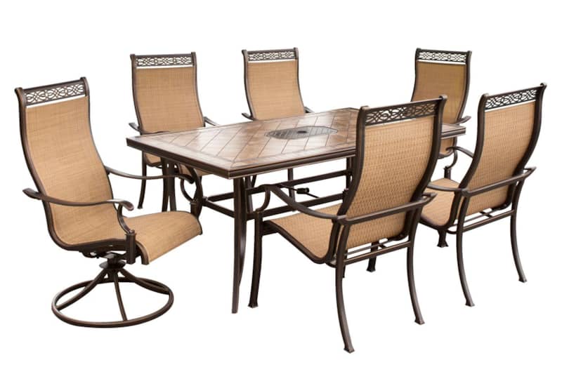 Hanover Monaco 7-Piece Outdoor Dining Patio Set with Umbrella