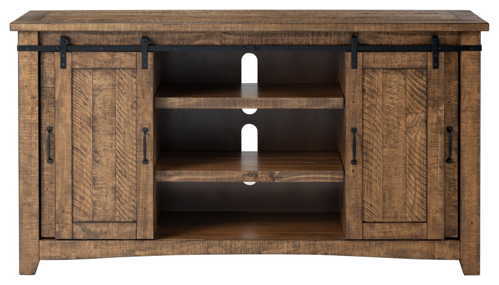 Aspen 65 inch Solid Wood Sliding Barn Door TV Stand   Farmhouse   Entertainment Centers And Tv Stands   by Martin Svensson Home  Houzz