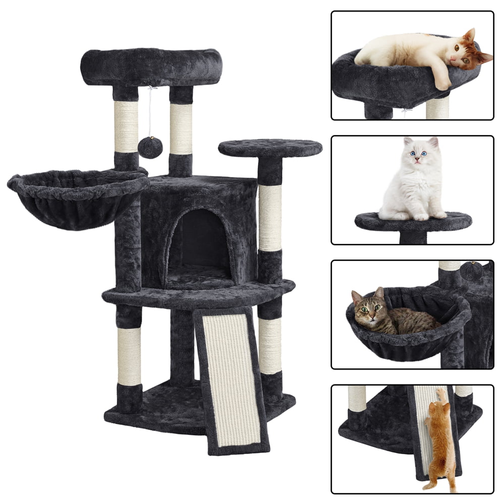 SmileMart 42"H Multilevel Cat Tree Tower with Condo and Perches, Black