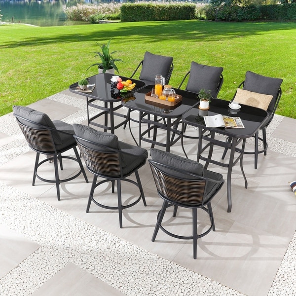 Patio Festival 9Piece Outdoor Bar Height Dining Set with Cushions