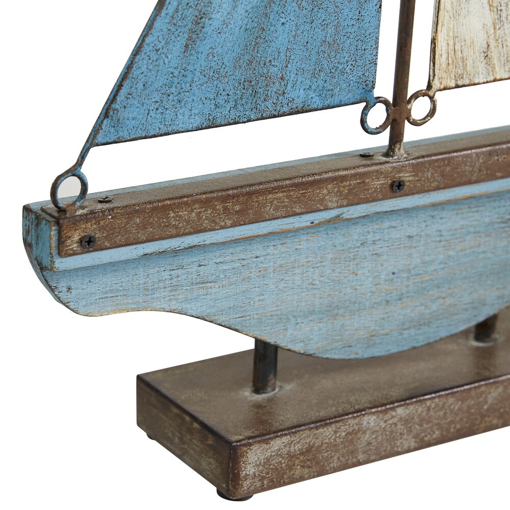 Blue Metal Coastal Sail Boat Sculpture (Set of 2)   S/2 17\