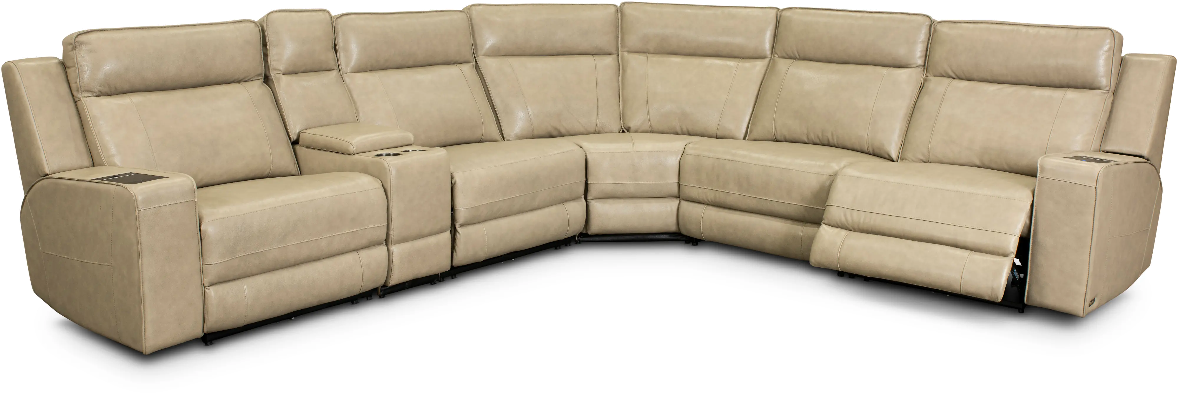 Dynasty 6-Piece Curved Reclining Leather Sectional