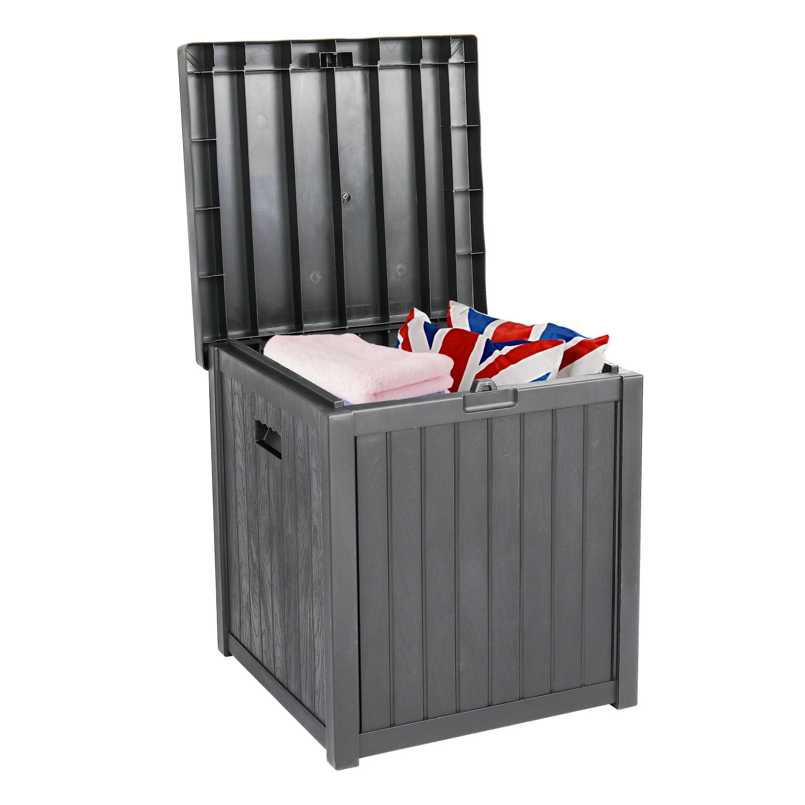 51gal 195L Outdoor Garden Plastic Storage Deck Box Chest Tools Cushions Toys Lockable Seat Waterproof