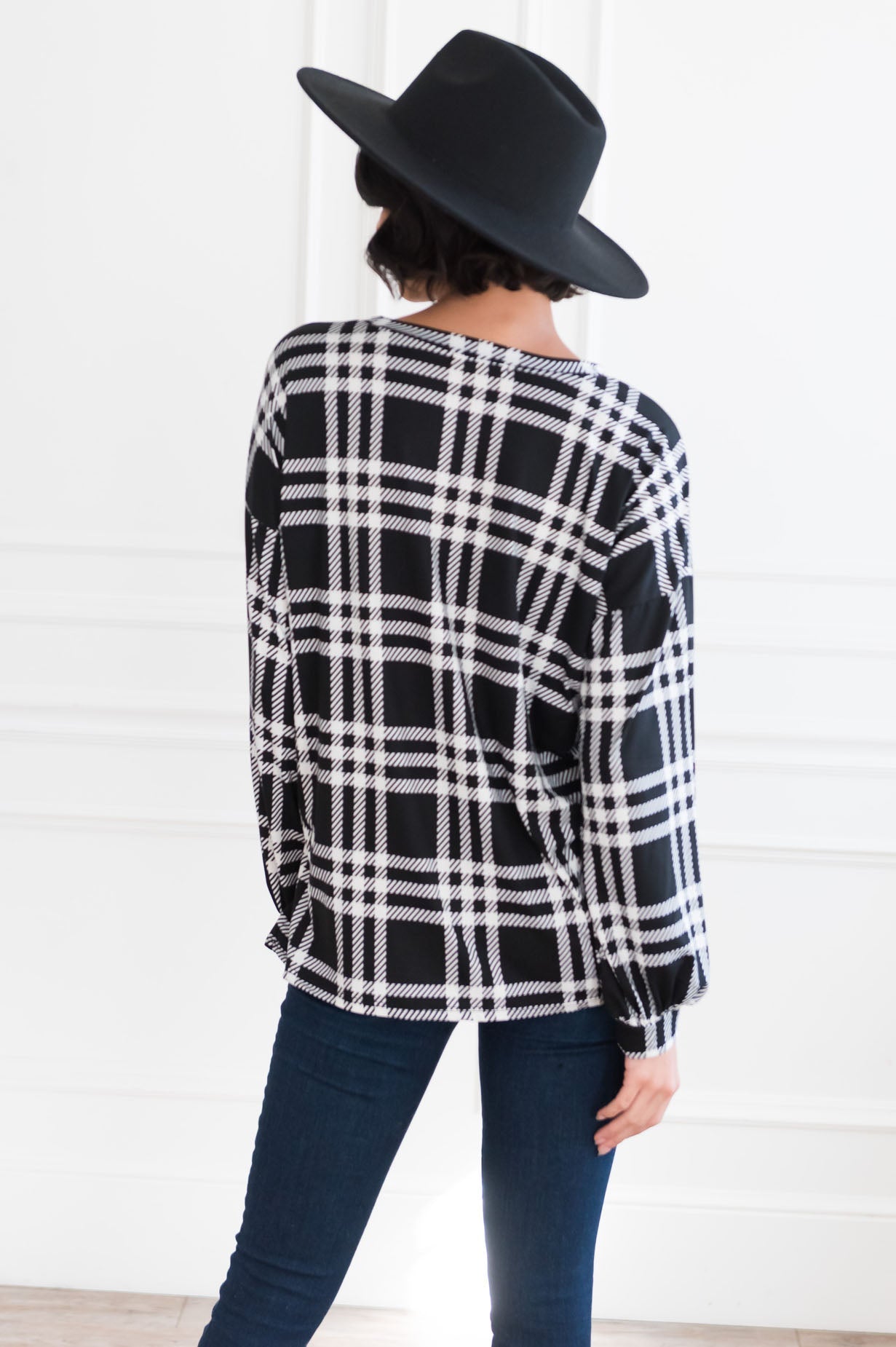 Simple & Sweet Modest Plaid Top