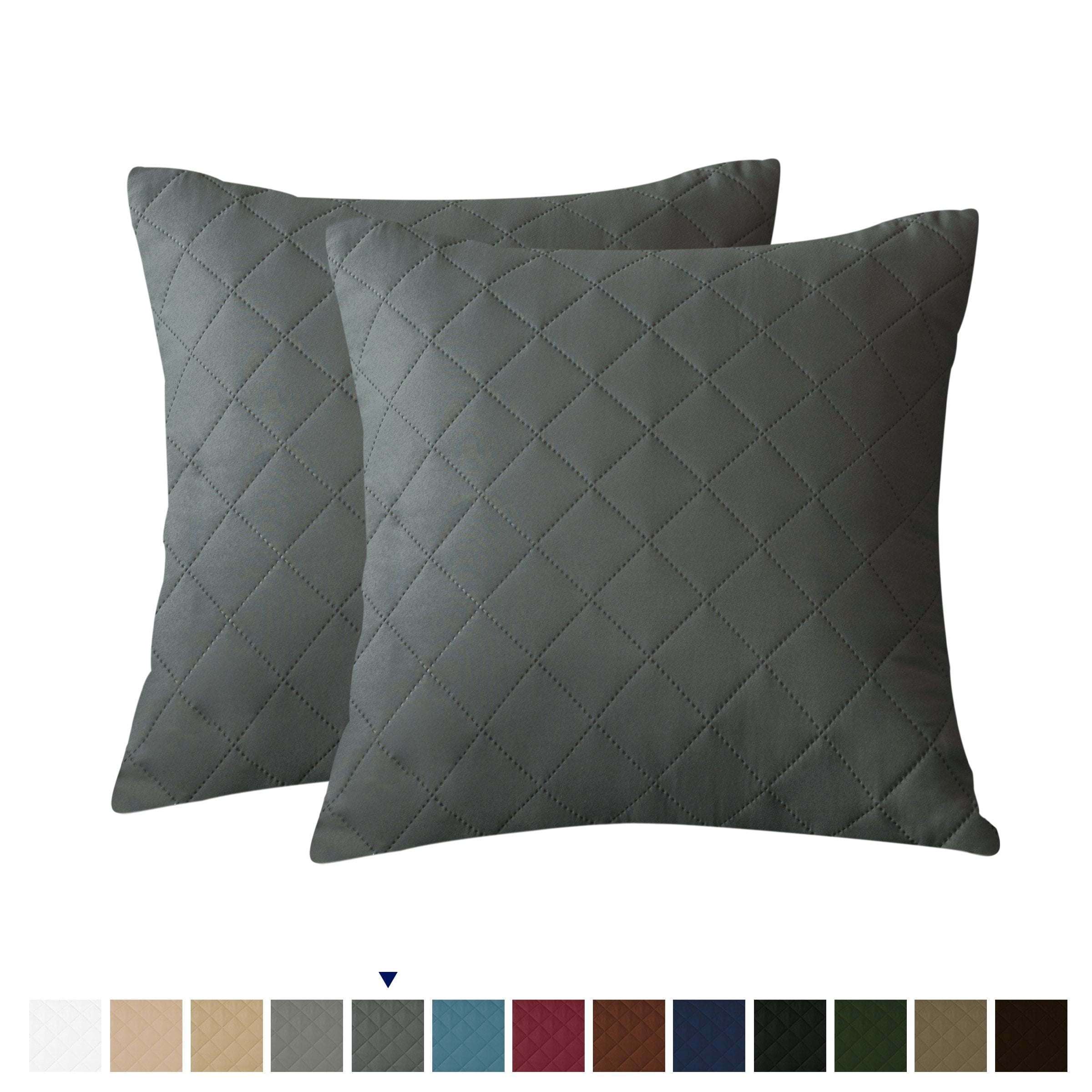 Subrtex Durable 2-Pack Rhombus Throw Pillow Covers (18'' X 18'', Grey)