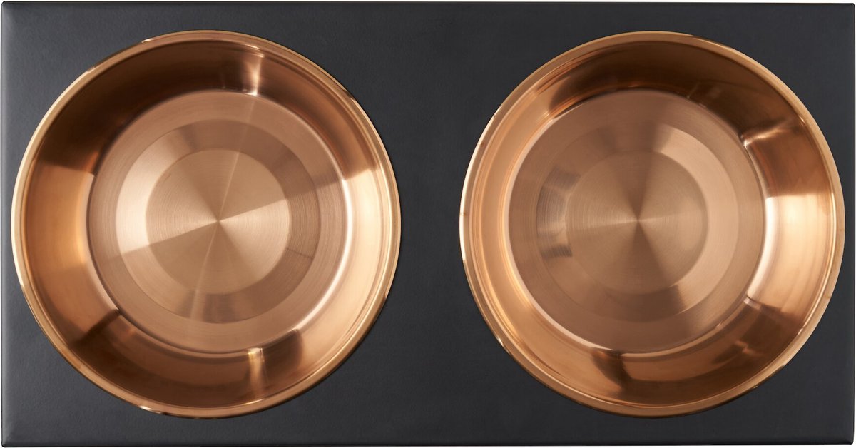 Frisco Copper Stainless Steel Elevated Foldable Double Dog and Cat Bowls